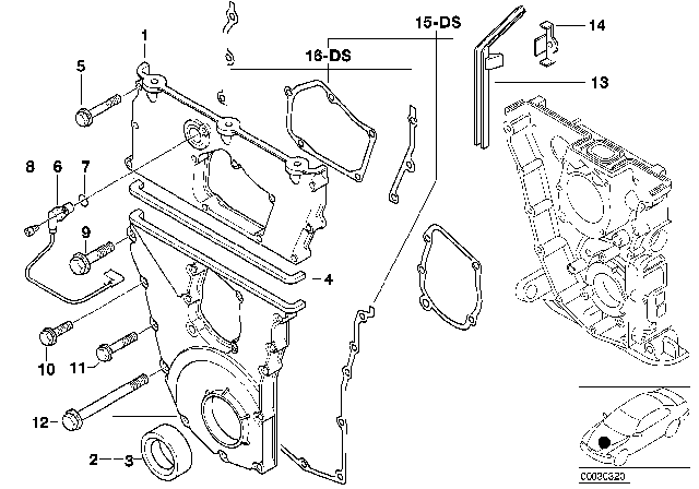 1995 BMW 318i Timing Case Diagram 2