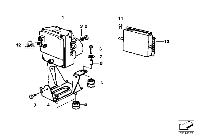 1997 BMW 750iL Hydro Unit DSC / Control Unit / Fastening Diagram 2