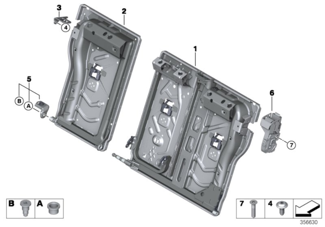 2016 BMW 428i Gran Coupe Seat, Rear, Seat Frame Diagram 1