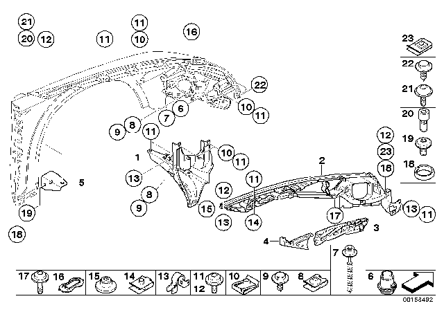 2007 BMW X5 Front Side Panel / Mounting Parts Diagram