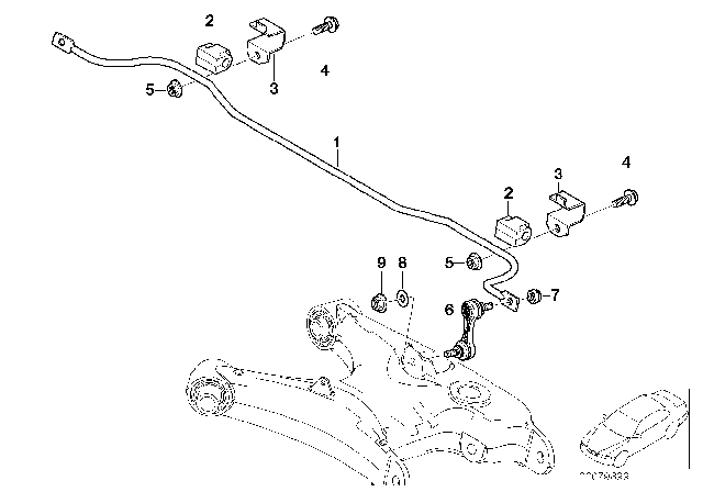 2001 BMW 525i Stabilizer, Rear Diagram for 33551092835