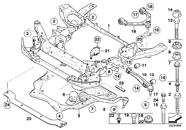 2009 BMW X6 Bottom Rubber Mount Wishbone, Left Diagram for 31126771893