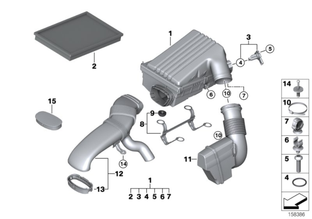 2007 BMW X5 Intake Silencer / Filter Cartridge Diagram