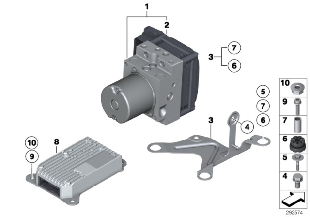 2011 BMW 740i Hydro Unit DSC / Control Unit / Fastening Diagram