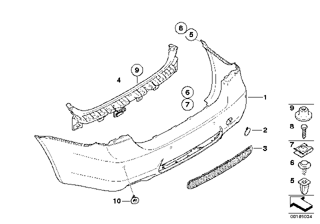 2008 BMW M3 Panel, Bumper, Primed, Rear Diagram for 51128040567