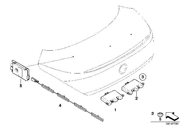 2007 BMW 650i Single Parts, Multiband Telephone / GPS Antenna Diagram