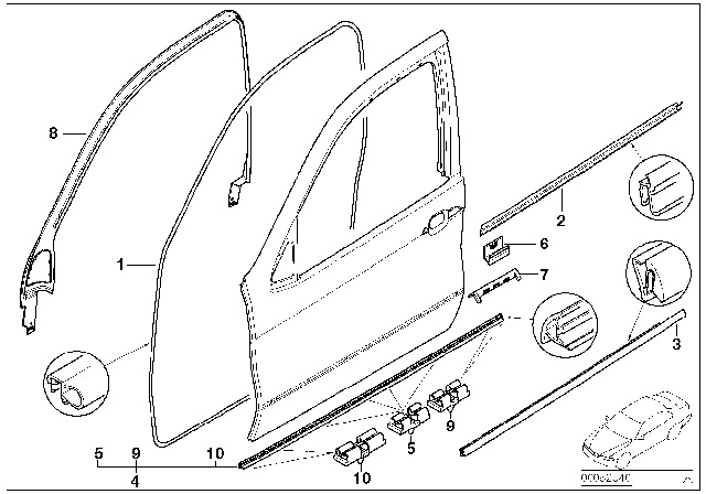 2005 BMW X5 Trims And Seals, Door Diagram 3