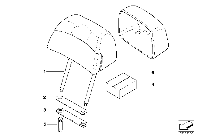 2010 BMW X5 Seat, Front, Head Restraint Diagram 3