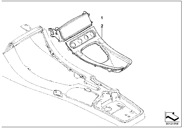 2002 BMW Z8 Individual Centre Console Panels, Front Diagram