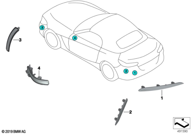 2019 BMW Z4 Side Repeater / Lights Outer Diagram