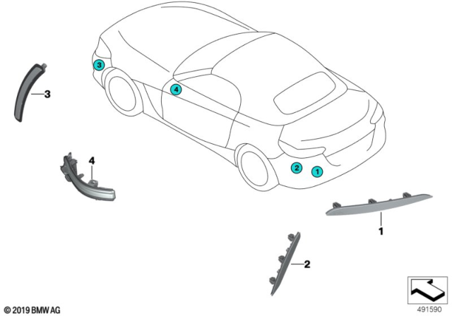 2020 BMW Z4 Rear Reflector, Rear Right Diagram for 63147439022