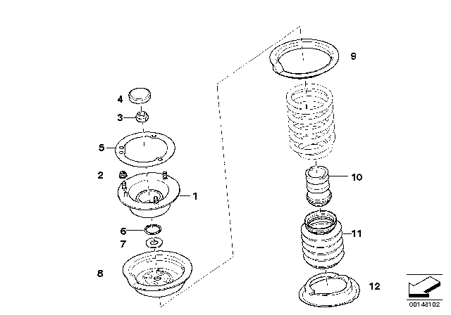 2007 BMW 530xi Repair Kit, Support Bearing Diagram for 31352348003