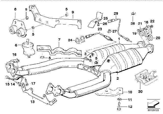 1994 BMW 850Ci Catalytic Converter Diagram for 18301716868