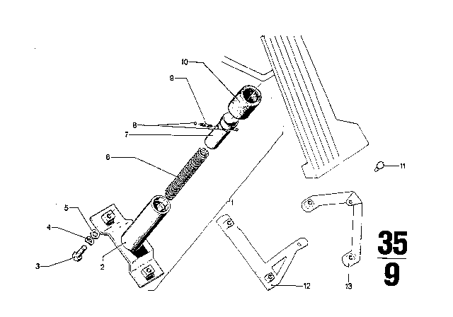 1975 BMW 3.0Si Accelerator Pedal - Stopper Diagram