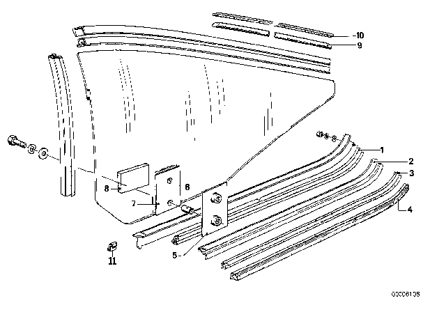 1982 BMW 633CSi Rear Window Weather Strip Diagram