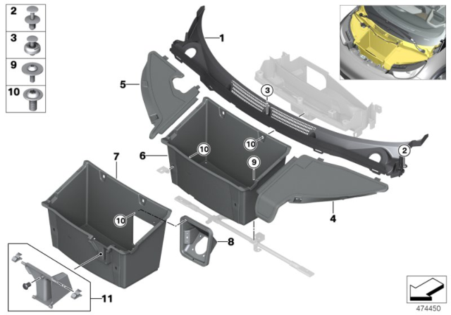 2016 BMW i3 Mounting Parts, Front Diagram