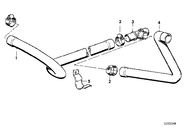 1985 BMW 735i Cooling System - Water Hoses Diagram