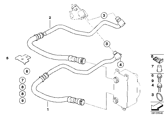 2005 BMW 645Ci Bracket For Engine Oil Cooler Line Diagram for 17227528610