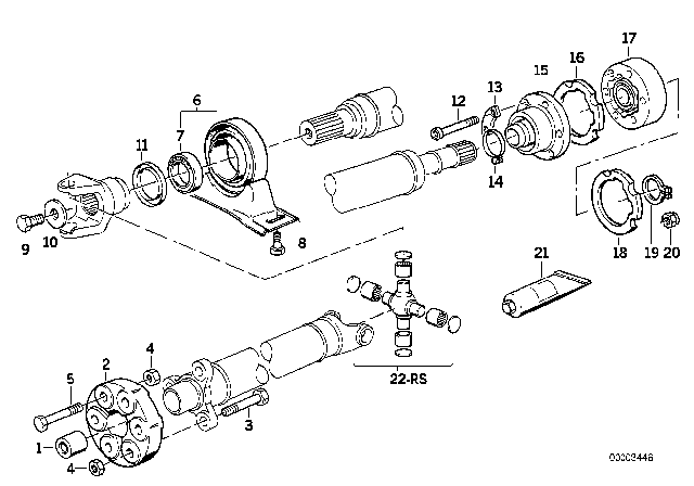 1992 BMW 525i Drive Shaft, Universal Joint / Centre Mounting Diagram 1
