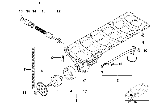 1999 BMW Z3 Lubrication System / Oil Pump With Drive Diagram 1