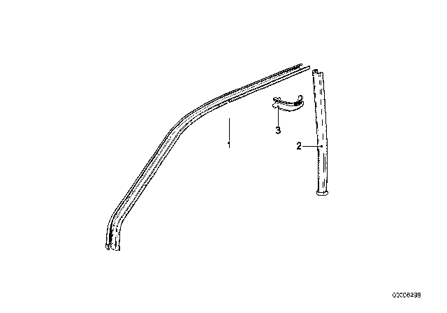 1979 BMW 733i Moulding Window Frame Diagram 2