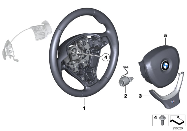 2015 BMW 750i M Sports Steering Wheel, Airbag Diagram 1