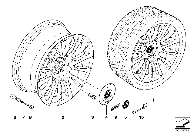 2008 BMW 328i BMW LA Individual Wheel V-Spoke Diagram