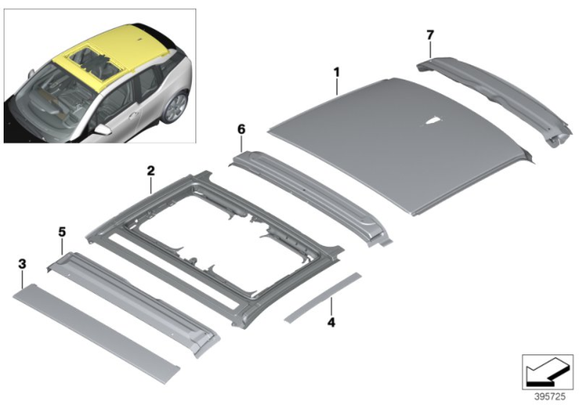 2019 BMW i3 Roof Frame Front Diagram for 51137360998