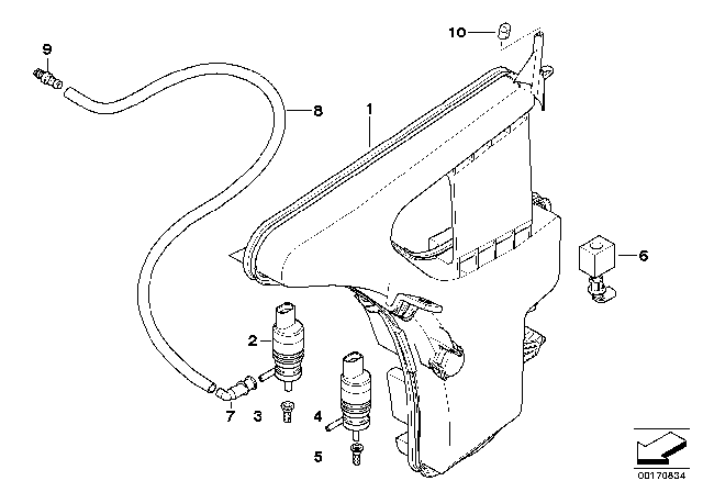 2009 BMW M3 Reservoir, Windscreen / Headlight Washer System Diagram