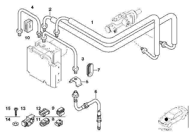 2001 BMW Z3 Front Brake Pipe ASC Diagram