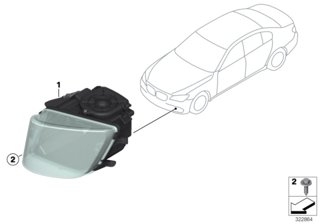 2014 BMW Alpina B7 xDrive Headlight, Dynamic Light Spot, Left Diagram for 63117494843