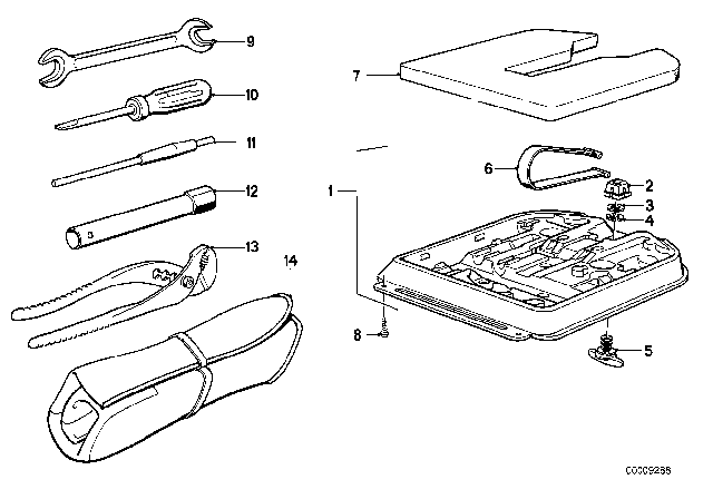 1984 BMW 325e Tool Box Small Diagram