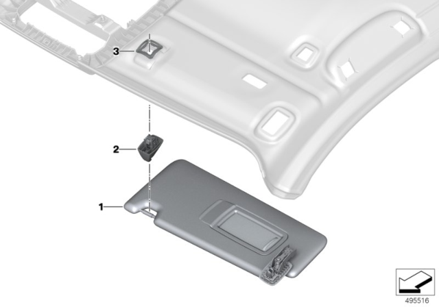 2019 BMW 330i Sun Visors Diagram