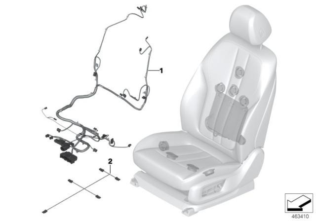 2020 BMW 540i Wiring Harness Comfort Seat Right Diagram for 61129390307