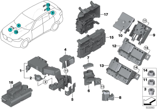 2020 BMW X5 B+ JUNCTION POINT, REAR Diagram for 61148717954