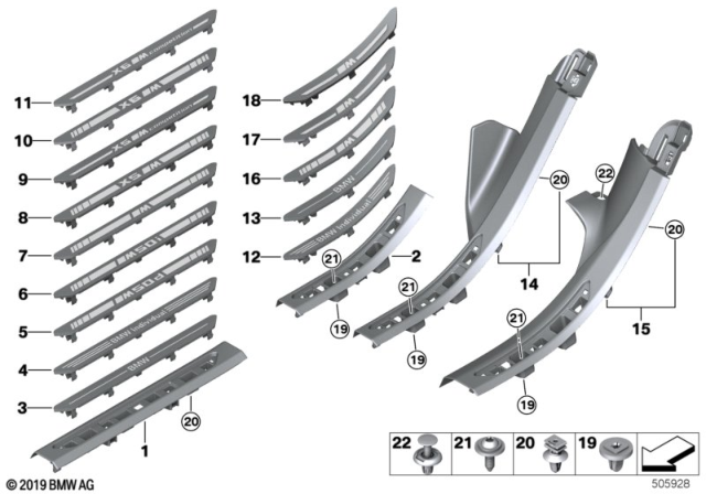 2020 BMW X6 Cover Strip, Entrance Front Diagram for 51477479936