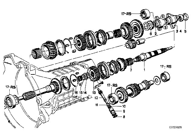 1977 BMW 320i Gear Wheel Set Parts / Speedometer Driver (Getrag 242) Diagram