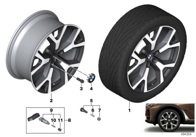 2020 BMW X7 BMW LA Wheel, V-Spoke Diagram 2