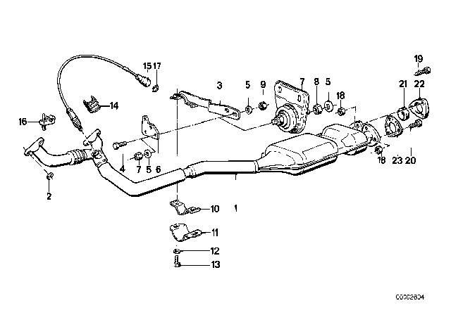 1982 BMW 633CSi Catalytic Converter Exhaust Pipe Diagram for 11761276807