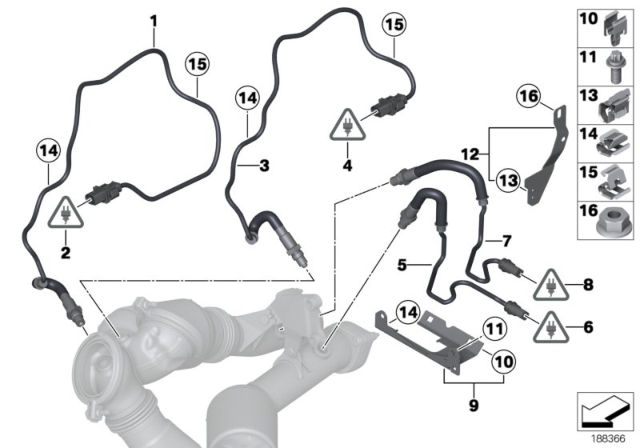 2012 BMW 740i Lambda Probe Fixings Diagram