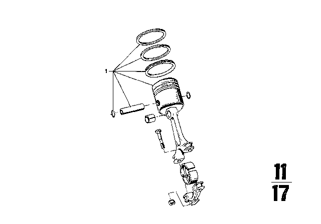 1971 BMW 2800CS Mahle Piston Diagram for 11251262004