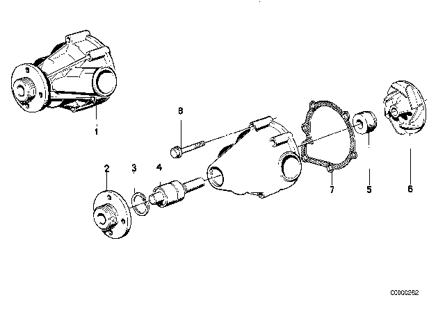 1993 BMW 535i Cooling System - Water Pump Diagram