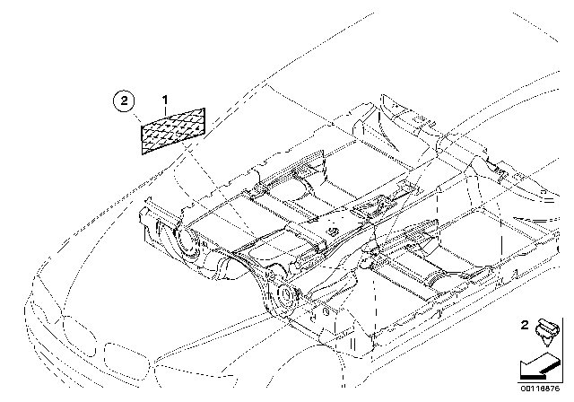 2004 BMW 745i Individual Parcel Net, Footwell Diagram