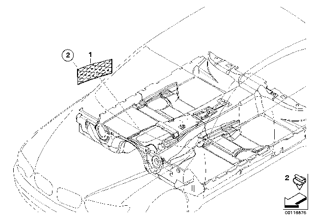 2005 BMW 745i Individual Parcel Net, Footwell Diagram