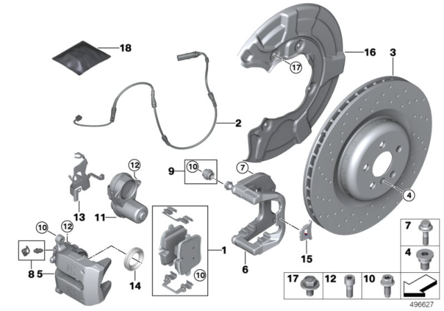 2020 BMW 840i M Performance Rear Wheel Brake - Replacement Diagram