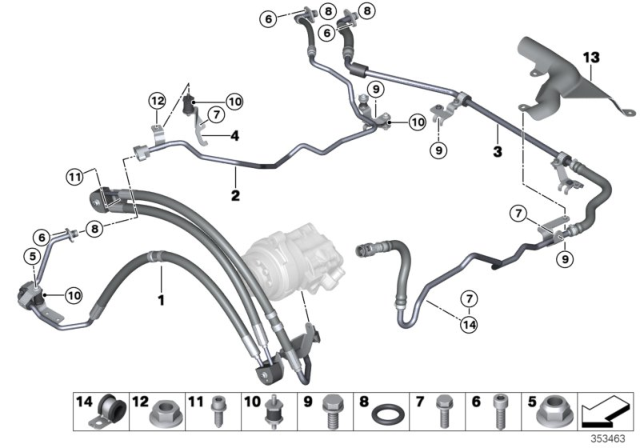 2014 BMW X5 Oil Lines / Adaptive Drive Diagram