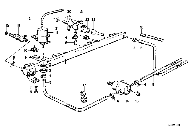 1987 BMW 528e Valves / Pipes Of Fuel Injection System Diagram 1
