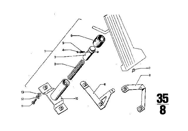 1970 BMW 2800CS Accelerator Pedal - Stopper Diagram