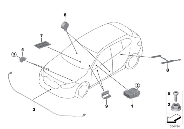 2020 BMW M235i xDrive Gran Coupe Electric Parts, Airbag Diagram