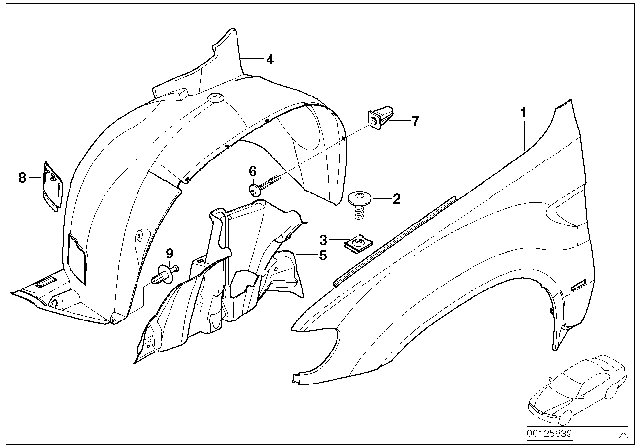 2002 BMW X5 Side Panel, Front Diagram